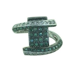Unique Ladies 14k Fancy Dark Green Diamond Ring